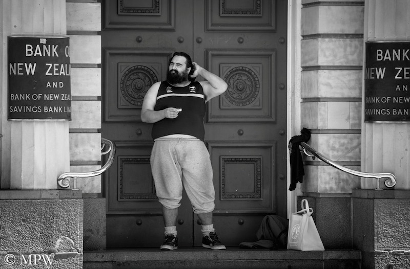 Auckland City street photo, Queent St, black and white